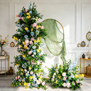 Fondo de Flores Artificiales de Seda Realistas Personalizadas en Amarillo y Rosa para Decoración de Arco de Boda y Día de la Madre - Product Image 1