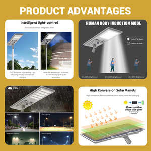 <span class=keywords><strong>Farola</strong></span> Solar LED para Exteriores, Impermeable, de Aluminio Fundido a Presión, con Batería de Litio, 200W 300W 400W 500W, Todo en Uno - Product Image 3