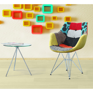 Petite <span class=keywords><strong>table</strong></span> <span class=keywords><strong>basse</strong></span> ronde en <span class=keywords><strong>verre</strong></span> trempé avec pied en métal chromé pour le salon TTT-01 - Product Image 2
