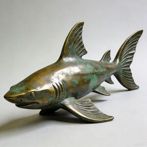 Escultura de Tiburón de Bronce Hecha a Mano de Primera Calidad, Arte de Depredador Marino para Decoración de Exteriores, Técnica de Fundición - Product Image 2