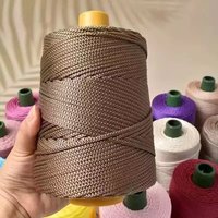 Benang Rajut Macrame 3mm Grosir, Benang Crochet Berongga untuk Proyek Rajut DIY