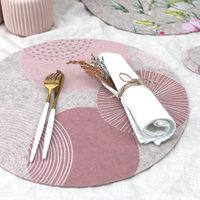 Ensemble de napperons et sous-verres en feutre ronds à impression personnalisée pour table à manger