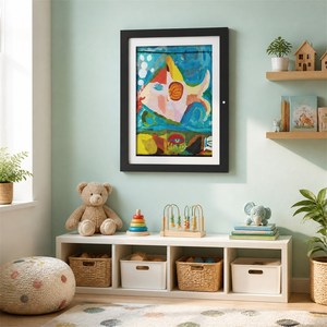 Marco <span class=keywords><strong>de</strong></span> Fotos Personalizado <span class=keywords><strong>de</strong></span> Madera Negra para Niños, Marco <span class=keywords><strong>de</strong></span> Exhibición Intercambiable con Vidrio Resistente a Roturas para Fotos Horizontales y Verticales - Product Image 3