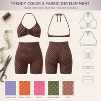 Ensemble de sport 2 pièces pour femme : soutien-gorge de sport dos nu à pois et short de yoga taille haute