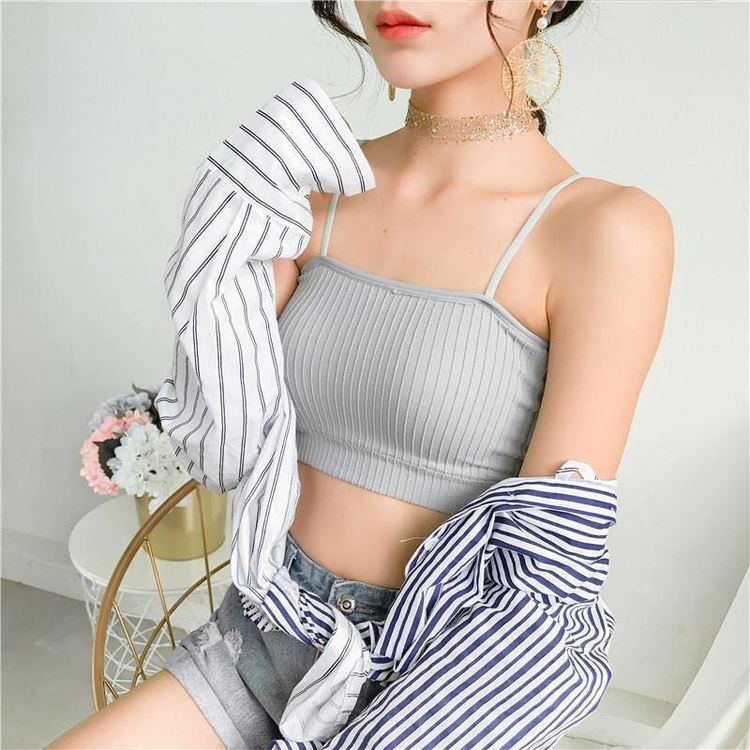 New Seamless Knitting Sleeveless Tops Threaded Double Layer Yoga Bra