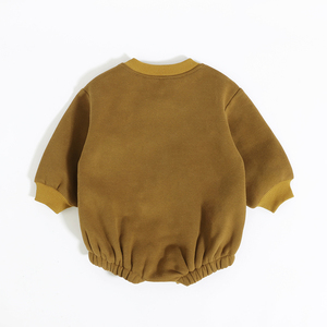 Precios baratos al por mayor 100% algodón primavera otoño manga larga Color sólido ropa infantil con botón a presión bebé invierno mameluco - Product Image 3