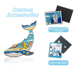 Imanes de nevera personalizados de paisajes marinos, dijes littorales de aleación de zinc con cetáceos y peces de la familia Squaliformes, recuerdos náuticos costeros. - Product Image 2