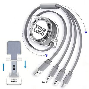 Câble de charge rapide USB rétractable 3-en-1 personnalisé avec logo imprimé, 1M, pour téléphone, vente en gros, promotionnel - Product Image 1