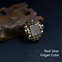 Jouet EDC en métal de haute qualité avec étui de transport, équipement réel, en laiton pur, Fidget Spinner Cube