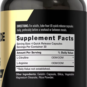 Précurseur d'<span class=keywords><strong>oxyde</strong></span> <span class=keywords><strong>nitrique</strong></span> Max 3000mg L-Arginine L-<span class=keywords><strong>Citrulline</strong></span> Formule avancée pour athlètes Libération rapide Capsules naturelles Entraînement adulte - Product Image 2