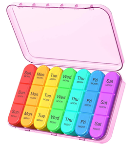 Pastillero portátil AIMO A370 para 3 tomas diarias, pastillero diario para 7 días, estuche semanal organizador de medicamentos - Product Image 1