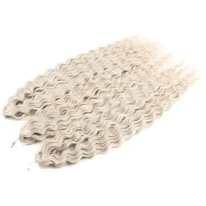 synthetic crochet sleek wholesale manufacturer high temperature heat resistant blond ombre water Wave synthetic hair extension