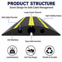 Protecteur de câble de sol en PVC, rampe à câbles 3 canaux, cache-câbles jaune avec bande de sécurité, protection anti-chute pour bureau, maison, entrepôt