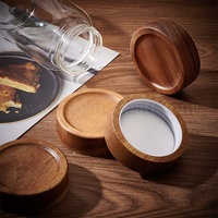 Couvercles en bois personnalisés avec logo laser pour bocaux de conservation en verre, couvercles hermétiques en bambou naturel pour contenants de cuisine pour épices et céréales