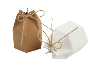 Motif hexagonal couleur unie petites boîtes de papier de friandises pour paquet de cadeau de fête de mariage boîtes de papier de chocolat avec ruban