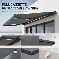 Auvent rétractable électrique à bras pliable, tissu polyester de qualité supérieure, résistant aux intempéries, pour terrasse