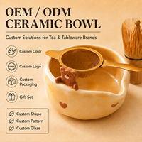 Bol à matcha ours mignon Poterie esthétique Chawan mignonne Poterie faite à la main
