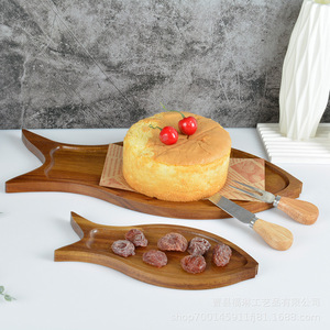 Japanese Style Wooden Leaf <b>Tray</b> Acacia Wood For Sushi Snacks Tea Serving Platter - Product Image 3
