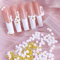 Décorations florales pour ongles en pétales de fleurs acryliques colorés avec perles de caviar, perles plates et strass