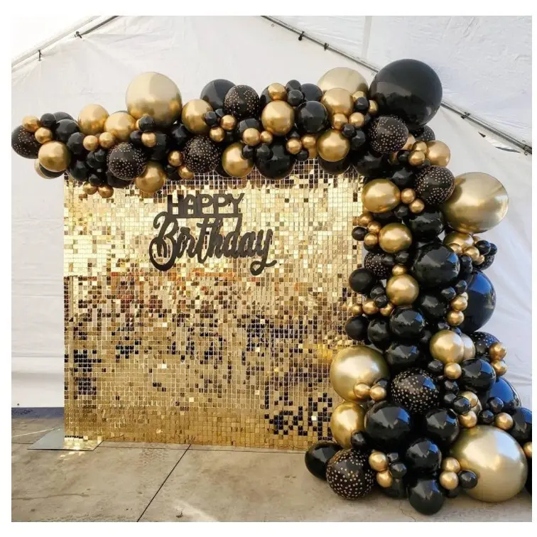 138pcs black gold party decoration chrome latex balloon garland arch kit birthday celebrate balloon sets
