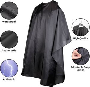 Cape de coiffeur en polyester avec logo personnalisé, pour salon de coiffure et maquillage, avec boutons-pression en silicone, blanc et noir - Product Image 3