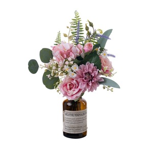 Bouquet de fleurs artificielles Galaxy Egret, roses et dahlias roses en tissu tissé plastique, décoration intérieure, accessoires de photographie CF02038 - Product Image 3