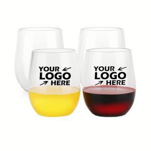 Wholesale Custom Logo Printed 12oz 16oz <b>Clear</b> Shatterproof Party <b>Plastic</b> Stemless <b>Plastic</b> Wine <b>Glass</b> - Product Image 2