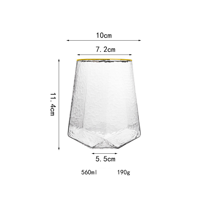 Golden edged vertical diamond mouth cup