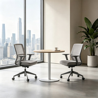 Table de bistrot simple à une seule jambe, option ronde ou carrée, plateau en bois, base en métal blanc, table de négociation de bureau, table de café