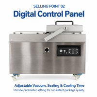 Mesin Vacuum Sealer Dua Ruang Berbahan Baja Tahan Karat dengan Panel Kontrol Digital untuk Pengemasan Restoran dan Supermarket
