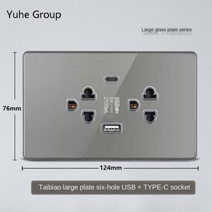 Prise murale américaine grande taille 220V avec USB Type C à charge rapide, interrupteur inclus - Product Image 3