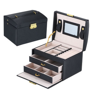 Custom fashion jewelry storage box pu leather jewelry box European and American leather jewelry box