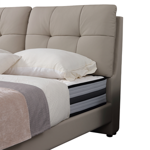 Cama Inteligente de Cuero Genuino con Almacenamiento Debajo de la Cama, Diseño Moderno que Ahorra Espacio, Tamaño <span class=keywords><strong>Queen</strong></span> para Dormitorios Familiares y Hoteles de Lujo - Product Image 4