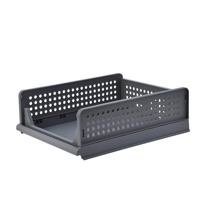Folding basket [Gray, low-profile]
