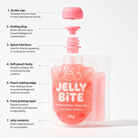 Pochette souple personnalisée imprimée avec bec verseur et bouchon à vis pour l'emballage de gelée de konjac, de gelée de fruits et de boissons
