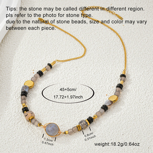 Collier de perles en pierre naturelle à la mode réglable pour femmes avec éléments de conception géométrique plaqués or pour tenues décontractées festives - Product Image 4
