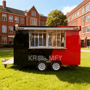 Camion de boissons à double essieu, chariot mobile de restauration en tôle pour snacks et pizzas, design personnalisé - Product Image 4