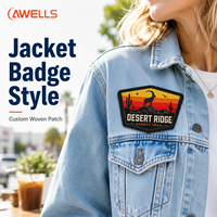 Patch tissé personnalisé AWELLS Desert Ridge avec motif Ibex Sunset Trail et badge textuel pour vestes, sacs, casquettes et vêtements d'extérieur