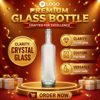 Bouteille Ronde en Verre Silex Haute Transparence 70cl pour Boissons Premium, Emballage d'Eau, Col ROPP, Logo Personnalisé