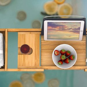 Vassoio per Vasca da Bagno in Bambù Estensibile Combohome con Supporto per Piedi - Product Image 5