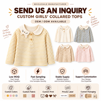 T-shirt à manches longues rayé personnalisé pour filles, col Peter Pan, sous-vêtement, brodé, pour tout-petits et enfants, haut pour enfants, OEM ODM