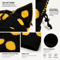 Bonnet Y2K à pois avec oreilles de chat, bonnet d'hiver ajustable avec oreilles de chat 3D, chapeau unisexe tendance à couleurs contrastées pour le streetwear