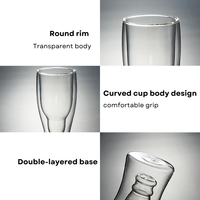 Tasses à bière en verre borosilicate à double paroi avec logo personnalisé, 400 ml, pour cadeaux de fêtes, bars, maison, design contemporain transparent inversé