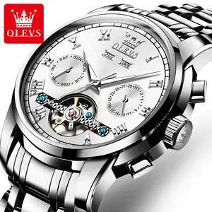 Reloj Mecánico Automático OLEVS 6607 para Hombre, Correa de Acero Inoxidable, Resistente al Agua, Calendario con Fecha, Esqueleto, Reloj de Pulsera Clásico de Negocios - Product Image 1