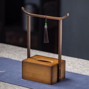 Caja de pañuelos de estilo retro para mesa de centro, estante de bambú de estilo antiguo chino para sala de estar, de madera, para escritorio comercial. - Product Image 3