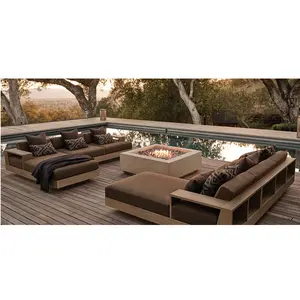 New Design Outdoor Modern Couch Sofa Teak Wooden Furniture Garden Patio Sofas