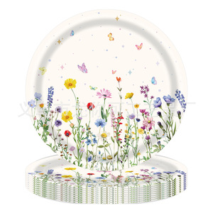 Autumn Wildflower Party Tableware Set <b>Paper</b> Plates Napkins <b>Tablecloth</b> Disposable Birthday Decor 60-80 Pcs - Product Image 2