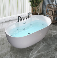 Bañera de Hidromasaje Moderna Independiente de Acrílico con Borde Delgado, Diseño Ergonómico para Relajación, Jets Ajustables, Superficie Fácil de Limpiar