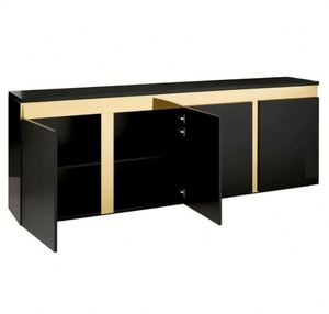 Aparador de Comedor Moderno de Alta Calidad en Madera Maciza con 4 Puertas, Acabado Brillante y Características Ajustables para Cocina y Sala de Estar - Product Image 5