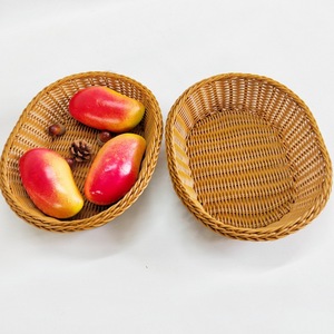 Panier à fruits rond tissé à la main pour le rangement de la cuisine, récipient alimentaire, plateau à légumes de style rotin naturel avec couvercle - Product Image 5